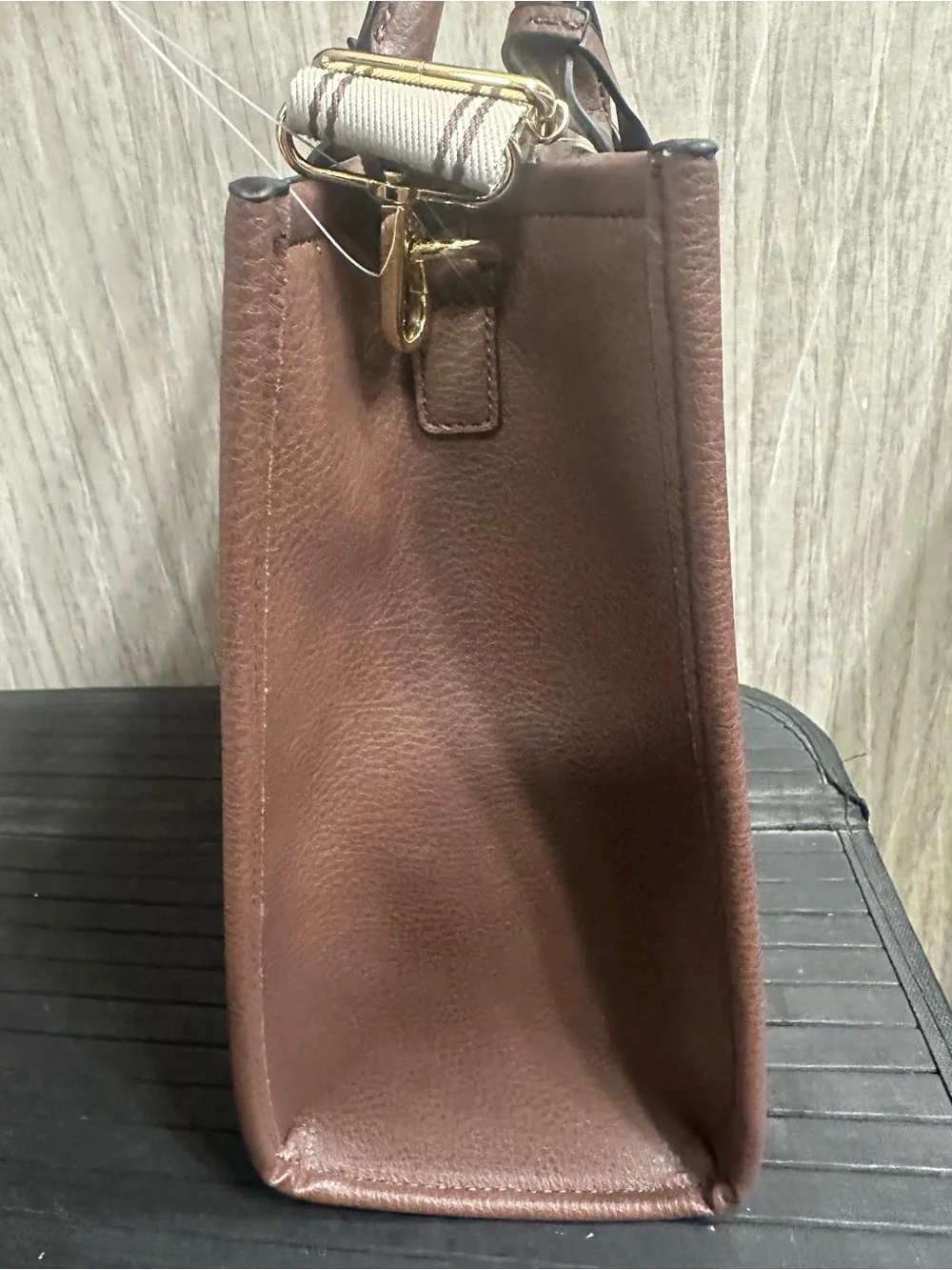 U.S. Polo Assn. Brown Pebbled Leather Satchel with Gold Logo